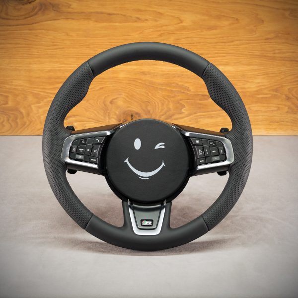 Jaguar E-pace steering wheel after upholstery