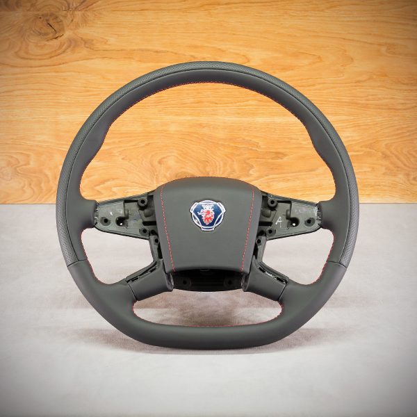Scania S steering wheel after upholstery
